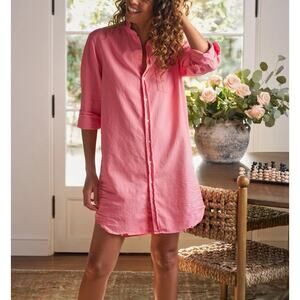 Frank & Eileen Mary Classic Shirt Dress Famous Denim in Sunset Pink Small